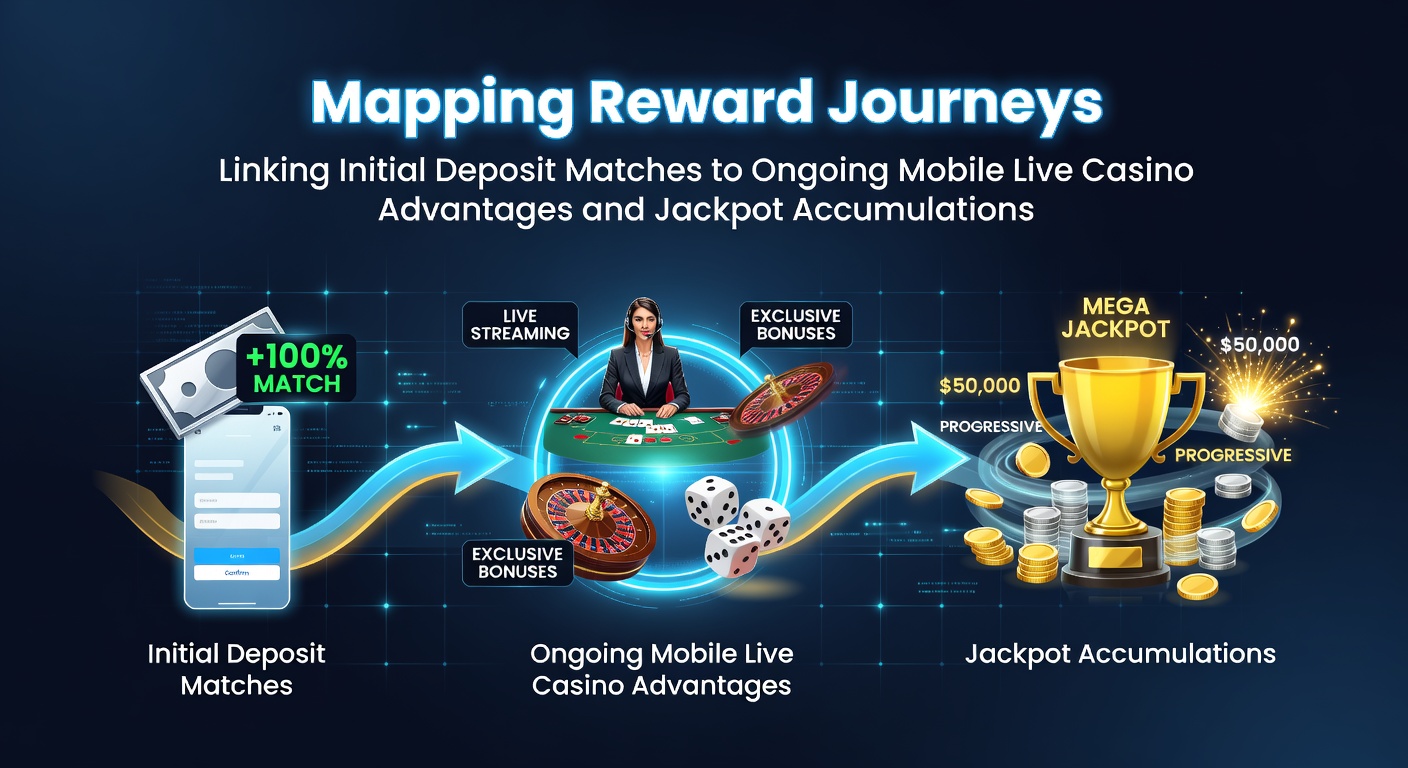 Karte der Belohnungswege die Ersteinzahlungsboni mit mobilen Live-Casino-Vorteilen und Jackpot-Ansammlungen verknüpfen